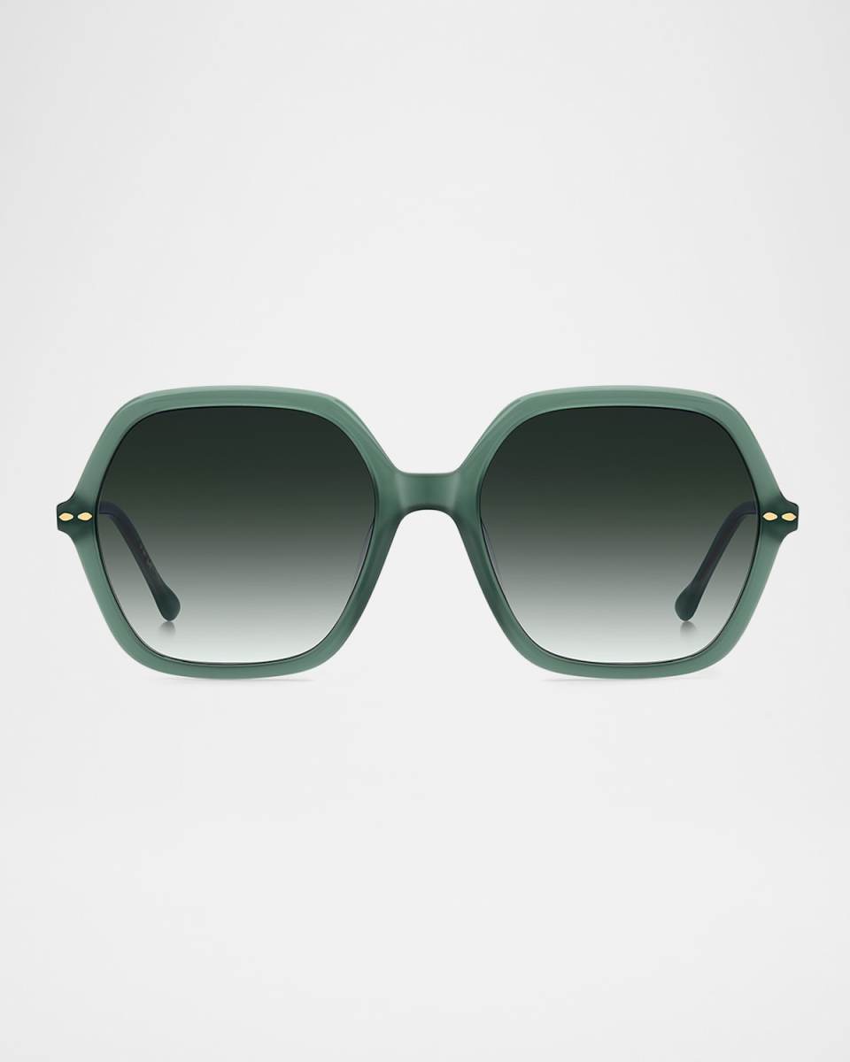 Oversized Square Acetate & Metal Sunglasses